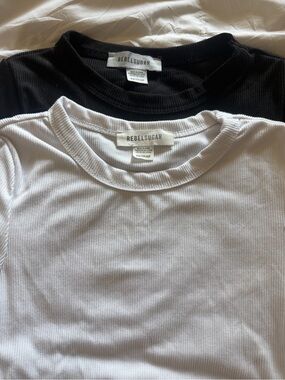 NWOT | 2-Pack Ribbed Crewneck Tees - Black & White